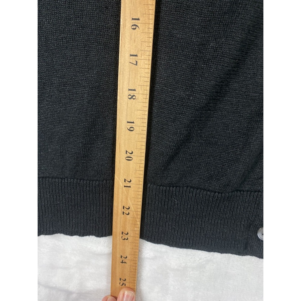 Garnet Hill 100% Linen Knit Cardigan Sweater Women Sz S Black Coastal Minimalist - Picture 3 of 13